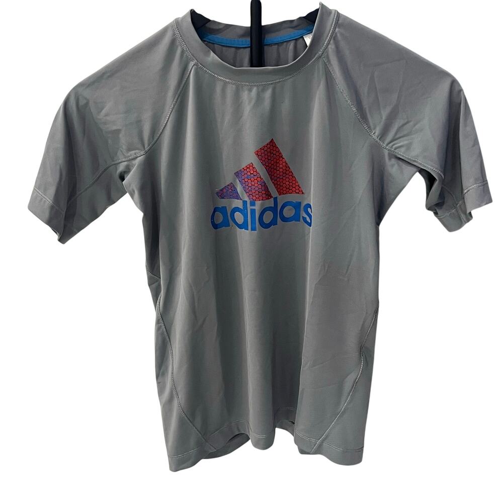 adidas Boy’s MD Athletic Top Grey AEROREADY Logo Soccer Jersey T-Shirt